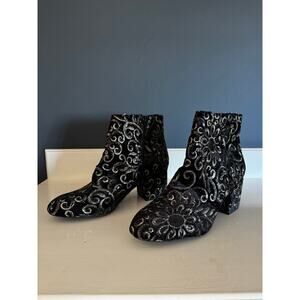 Aldo Sparkly Floral Black Booties